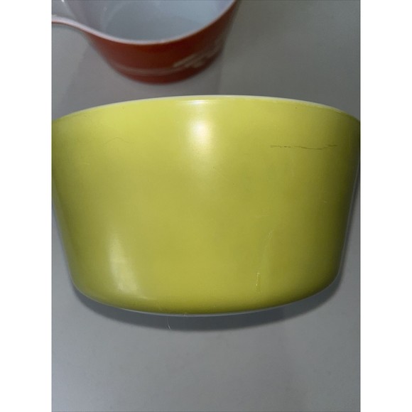 2 Pyrex Harvest Wheat Orange Gold & Avocado Bowl Casserole Dish Handles USA - Picture 4 of 7